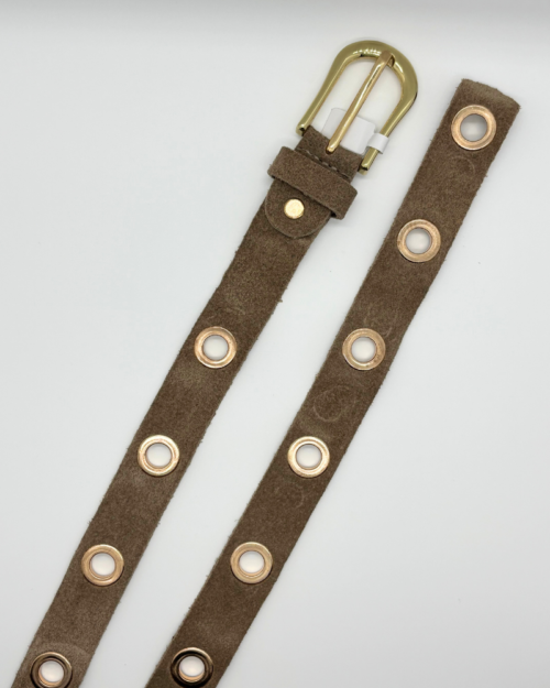 Suede ringbelt taupe-goud
