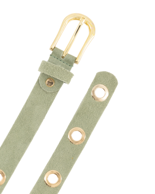 Suede ringbelt groen-goud