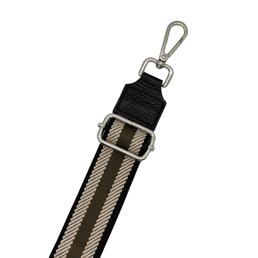 Small strap stripe army black silver