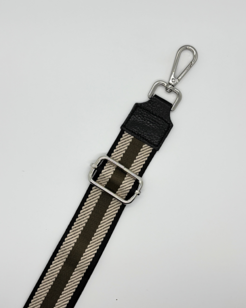 Small strap stripe army black silver