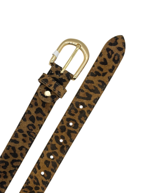 Riem suede leopard goud