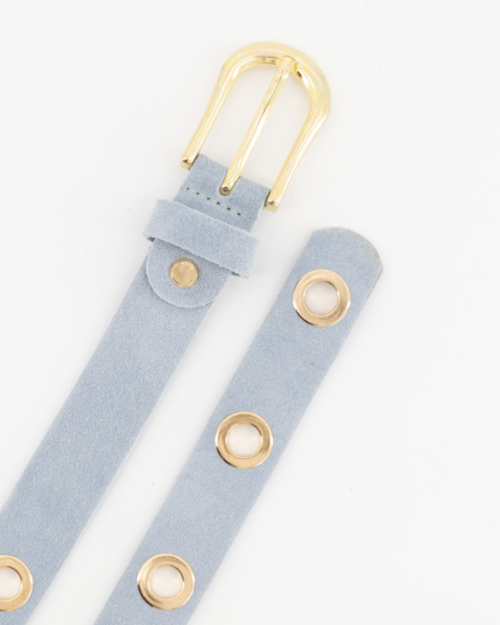 Suede ringbelt blauw-goud