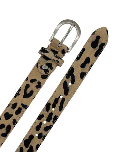 Riem suede leopard zilver