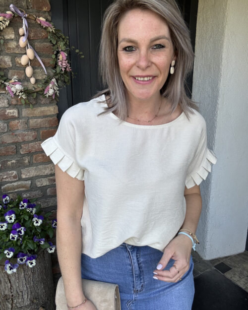 Ruffle top beige