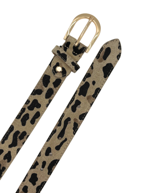 Riem suede leopard beige goud