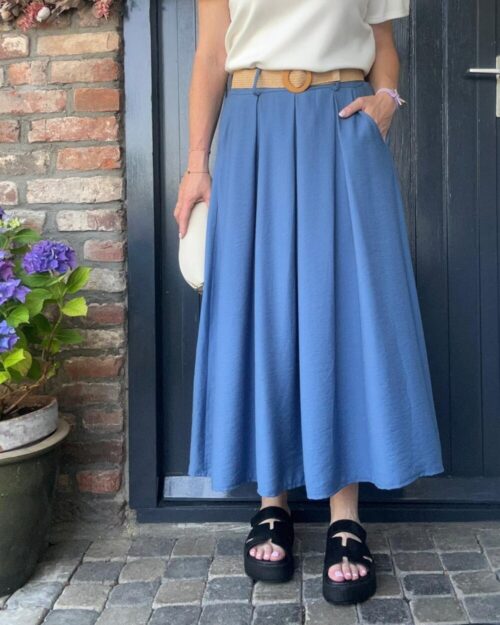 Linnenlook rok indigo