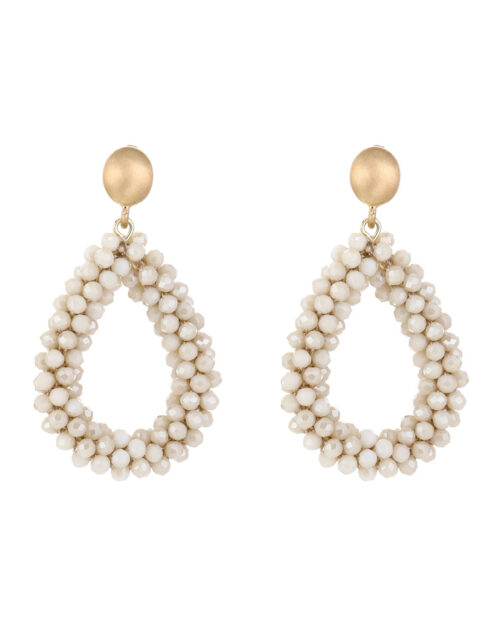 Oval beads oorbellen beige