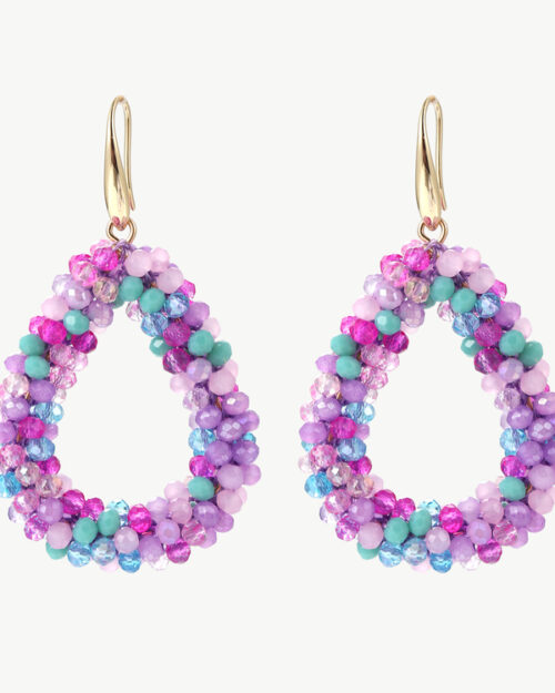 Oval beads oorbellen mix-paars