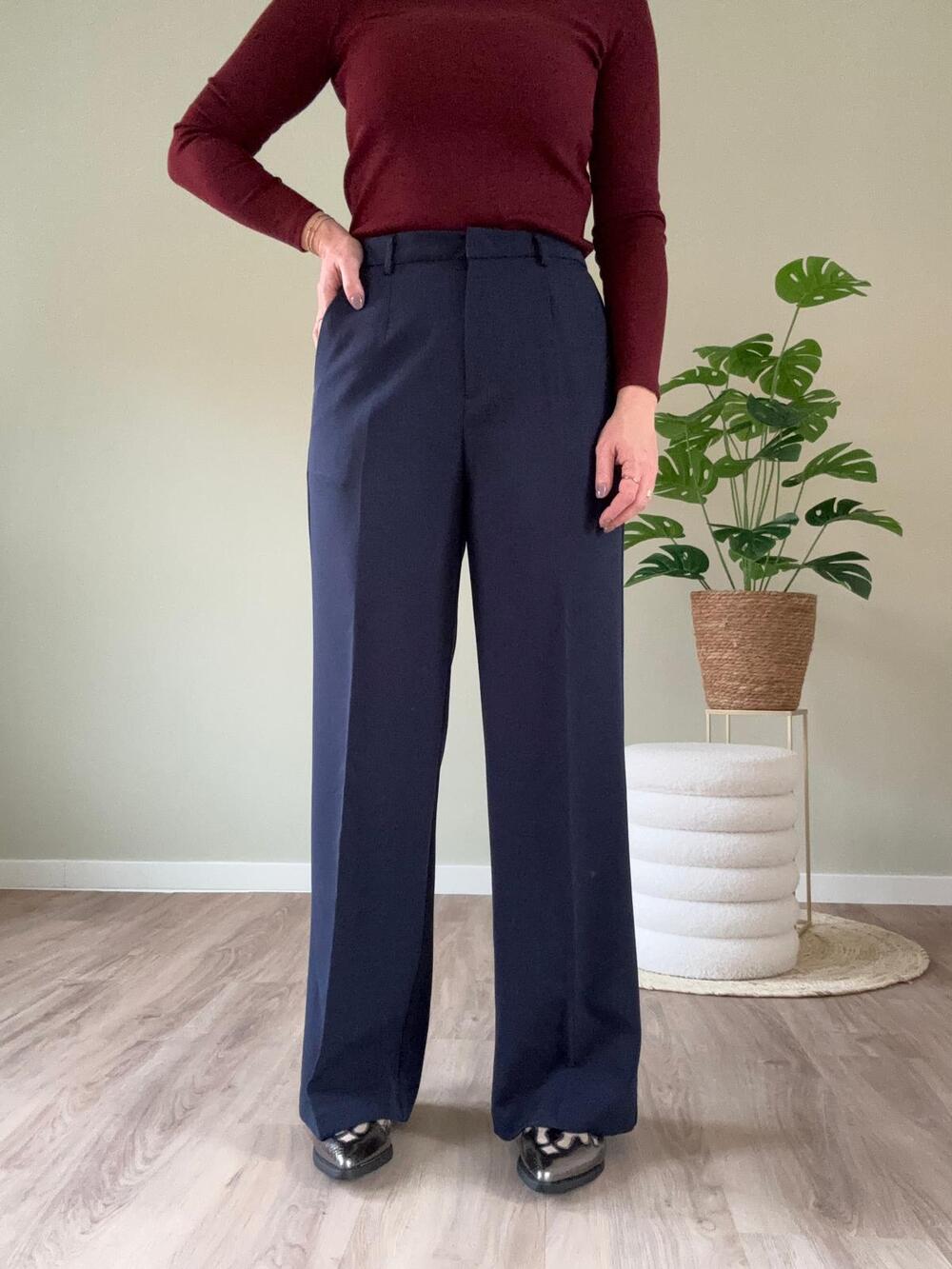 Pantalon wide leg marine
