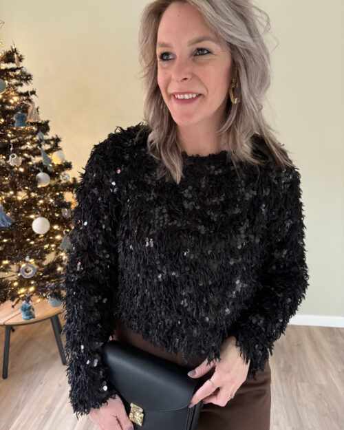 Pailletten top zwart