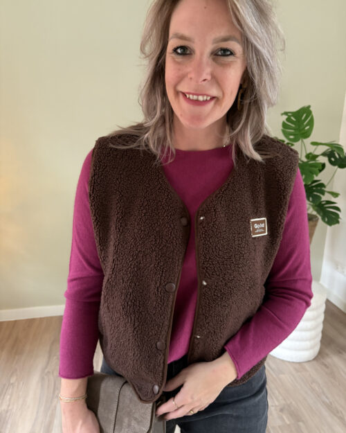 Teddy gilet embleem choco