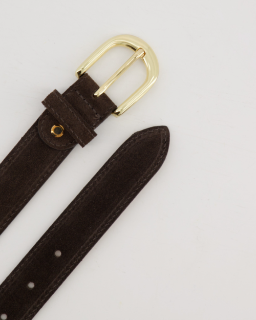 Riem suede bruin-goud