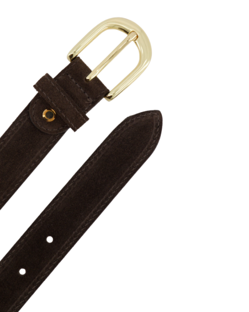 Riem suede bruin-goud