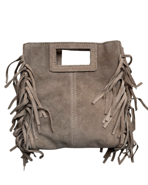 Tas met franjes taupe