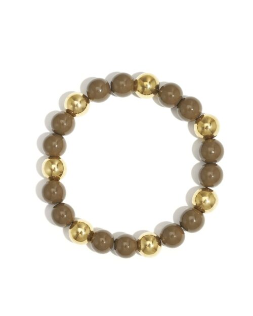 Kralen armband bruin-goud