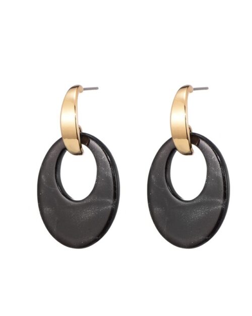 Ring oorbellen zwart-goud