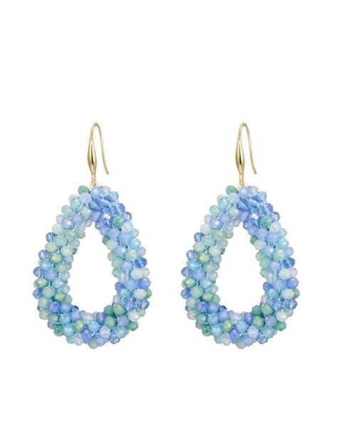 Oval beads oorbellen licht-blauw