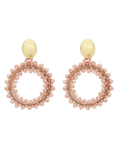 Oorbellen met kraaltjes oud roze