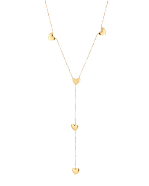 Y-ketting hartjes goud