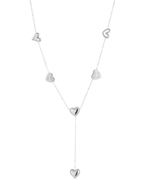 Y-ketting hartjes bedels zilver