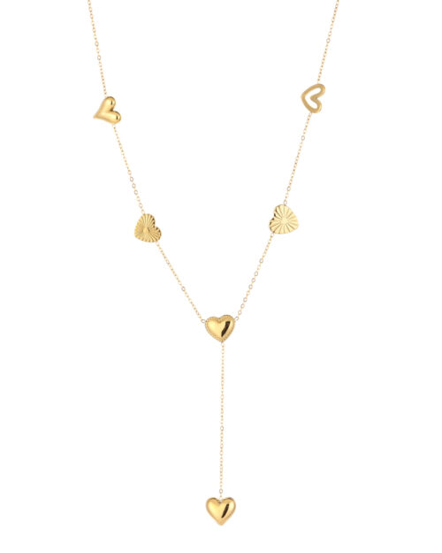 Y-ketting hartjes bedels goud