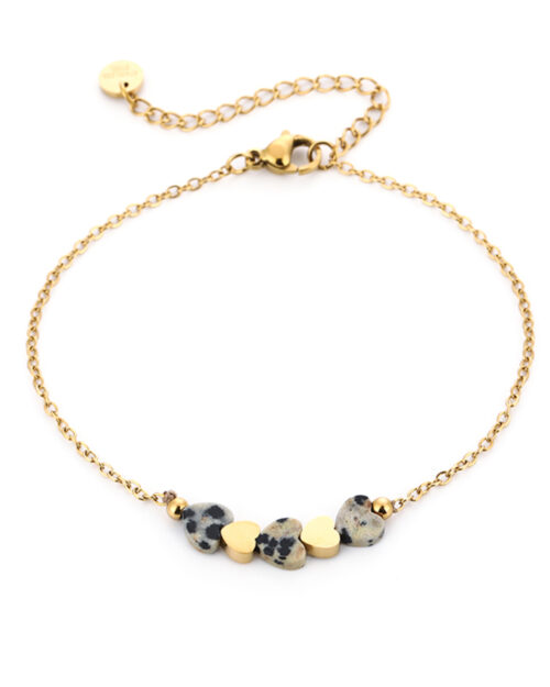 Armband hartjes zwart/beige