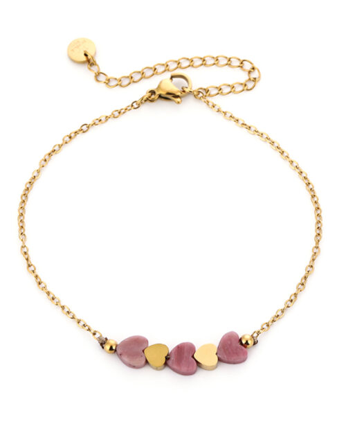 Armband hartjes roze