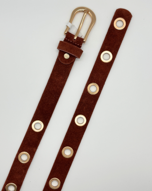 Suede ringbelt bordeaux-goud