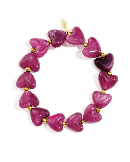 Hartjes kralenarmband paars