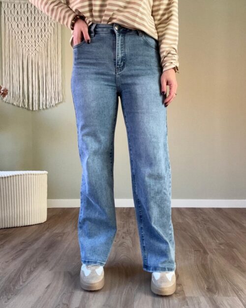 Super stretch wide leg jeans dark blue