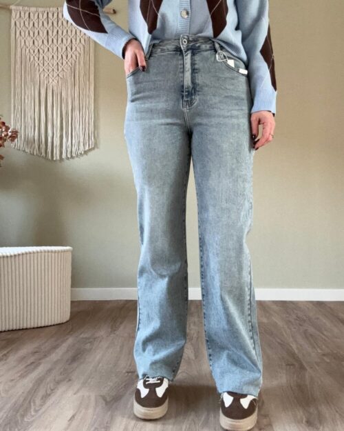 Super stretch wide leg jeans rafels