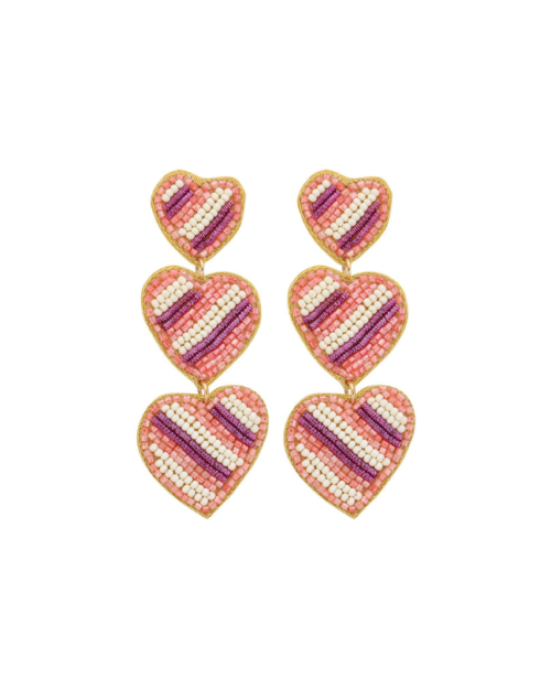 BIBA – drie hartjes met kralen roze