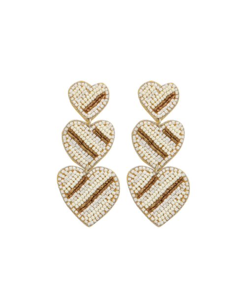 BIBA – drie hartjes met kralen beige