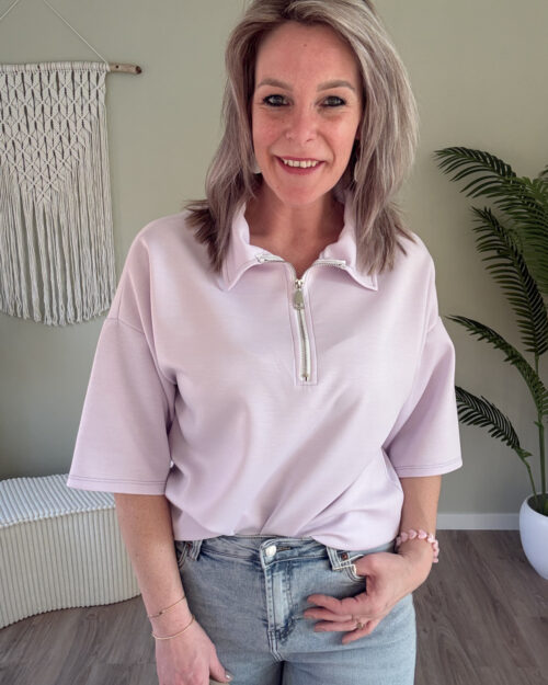 Poloshirt met rits lila