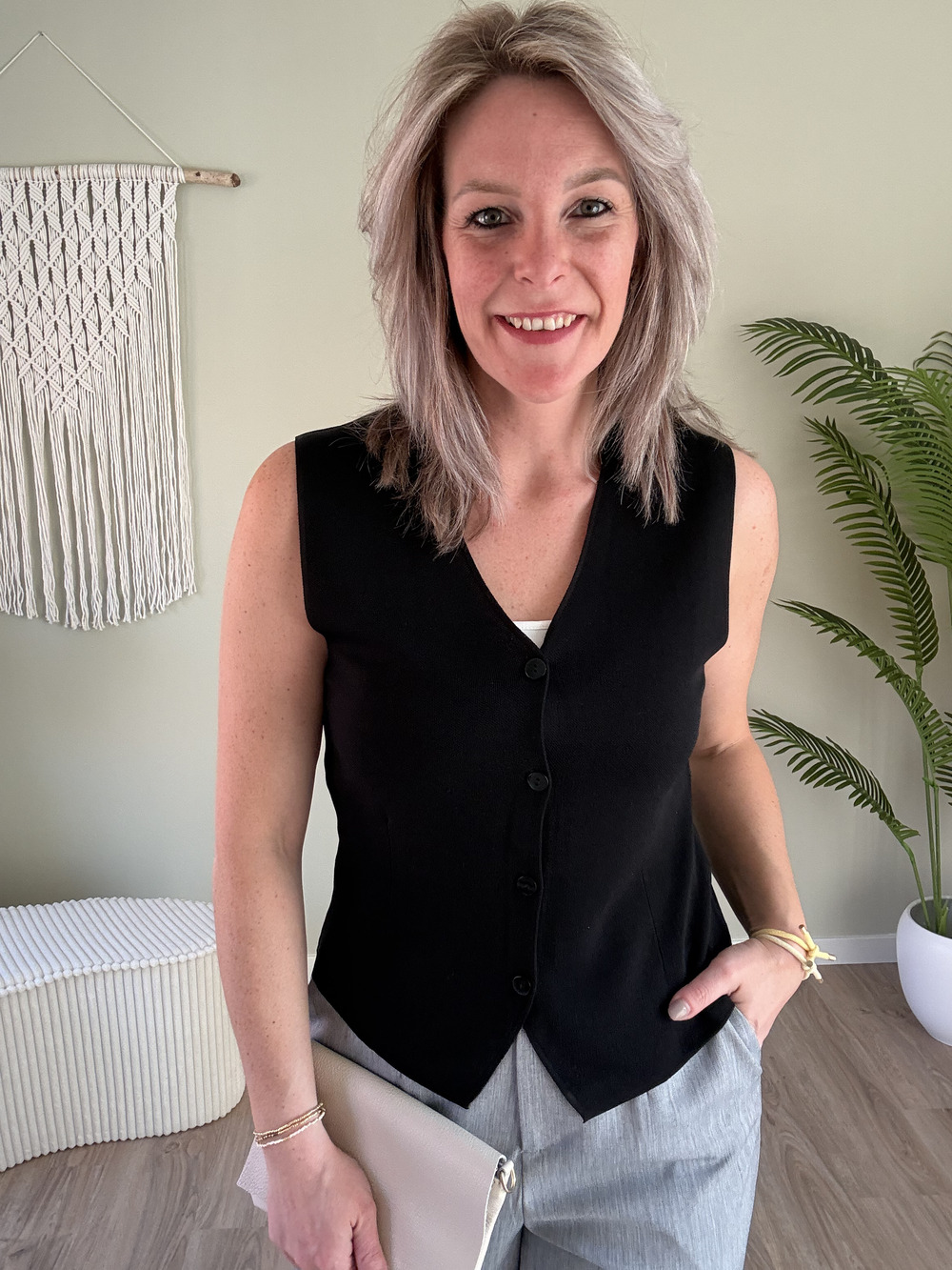 Button gilet zwart