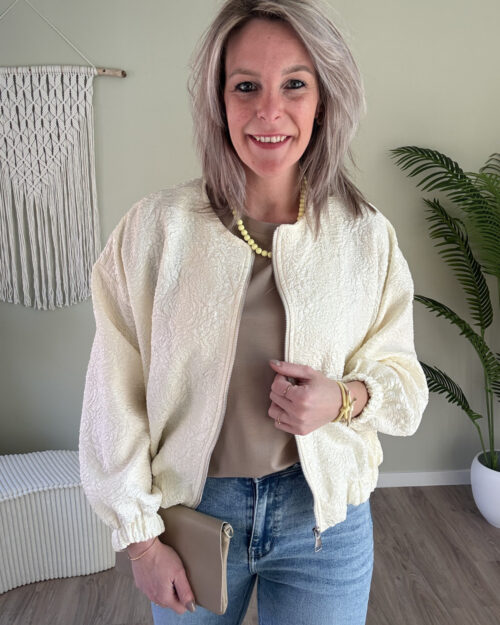 Detail bomber-vest geel