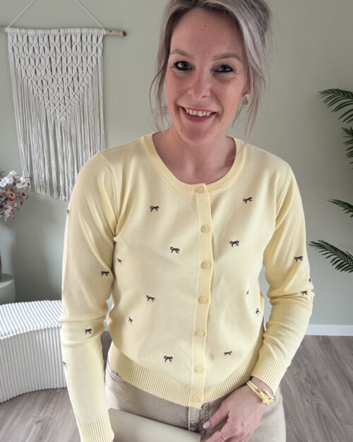 Vest met strikjes geel-bruin