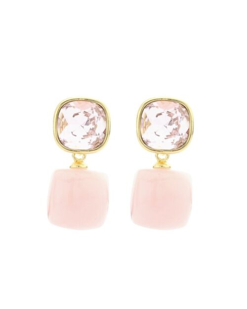 BIBA - Oorbellen vierkant roze