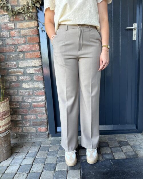 Pantalon wide leg taupe