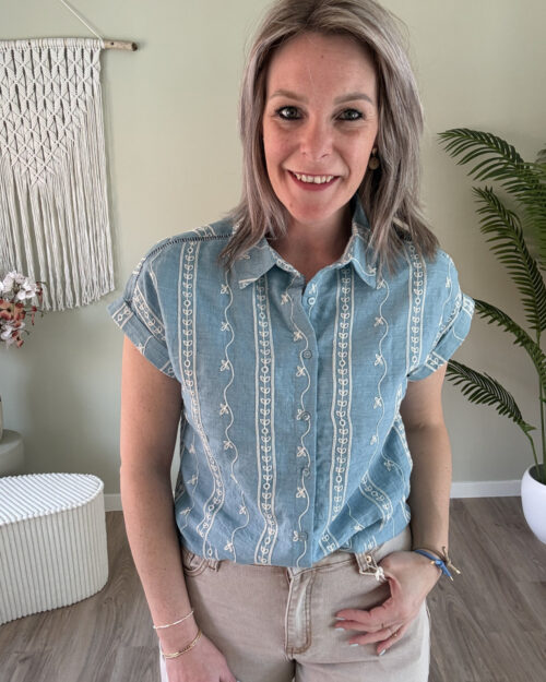 Blouse broderie blauw
