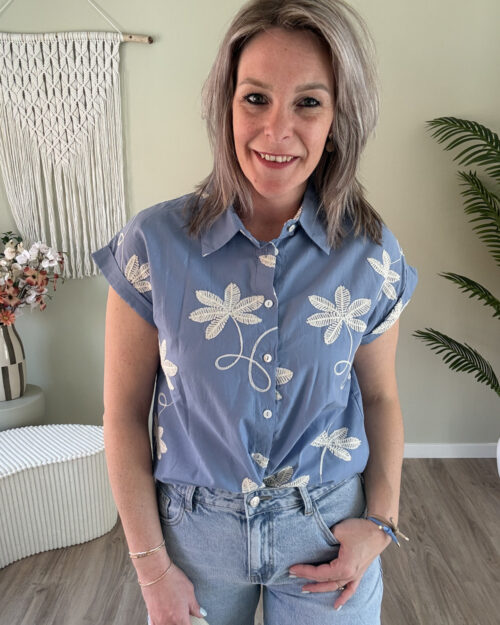 Blouse flowers blauw