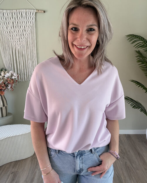 Top met v-hals lila
