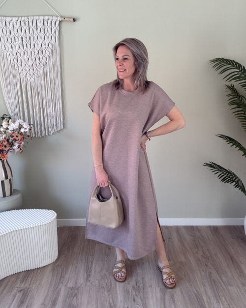 Maxi t-shirt dress taupe