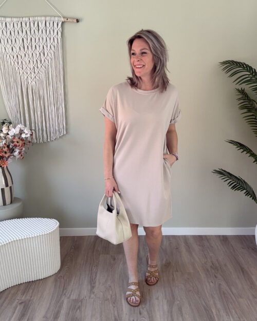 T-shirt dress taupe