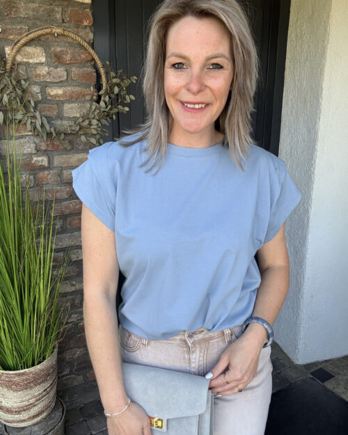 Tee met kapmouwtje blauw