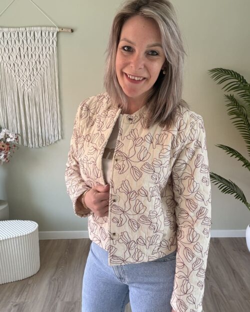 Print bomber ecru bordeaux