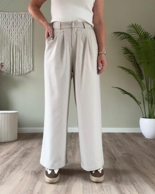 Loose-fit pantalon beige