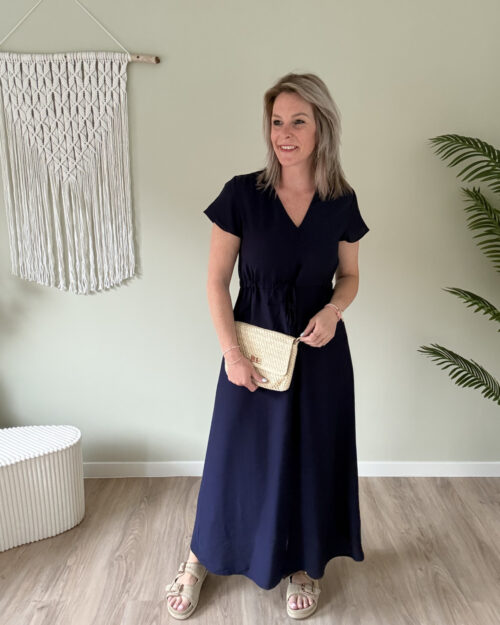 Maxi dress linnen marine