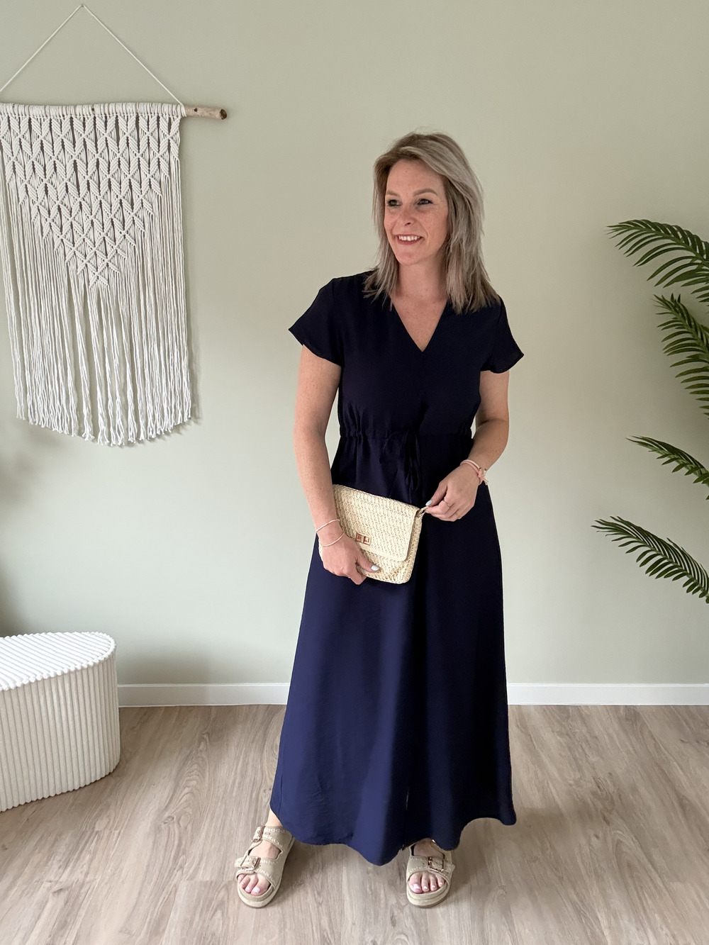 Maxi dress linnen marine