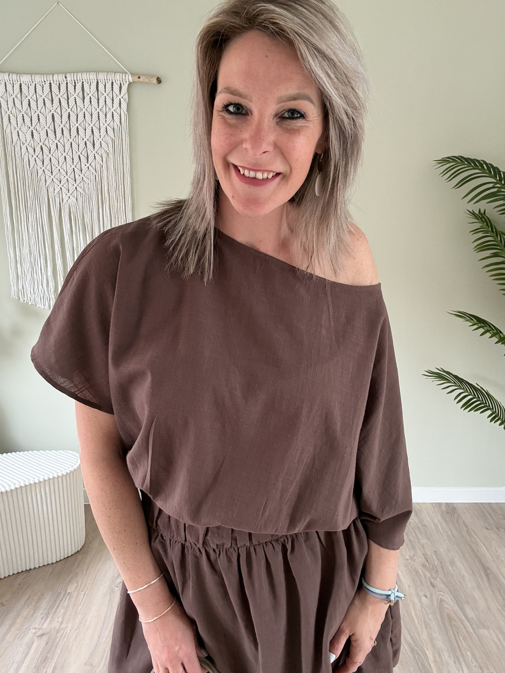 Off-shoulder dress choco - Afbeelding 2